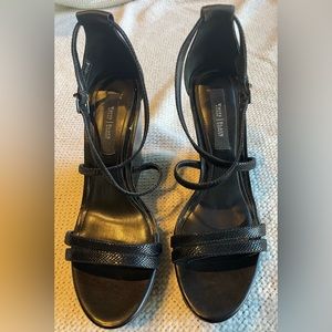 White House Black Market size 8.5 Black Leighton 4” wedges.